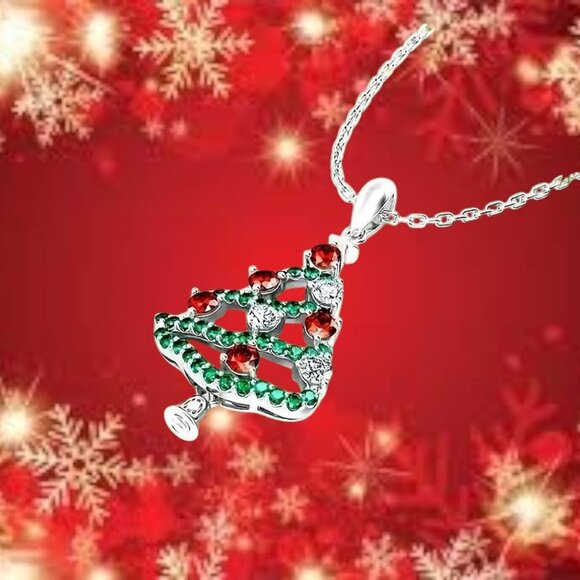 Christmas Tree Necklace New Red Green Crystal Mother Daughter Friend Sis… - Picture 5 of 12